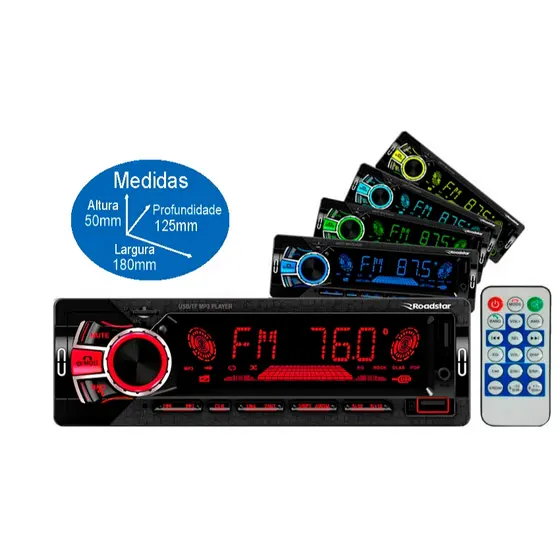 Radio Roadstar RS-2751BR Bluetooth Usb Som Automotivo Carro