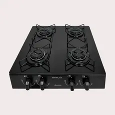 Fogão Cooktop Asiático Mesa De Vidro 4 Bocas Braslar Preto