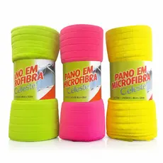 kit 3 Panos Microfibra Celeste 48x58 Limpeza Multiuso Chão Carro Prato Vidro Móveis Cores Sortidas