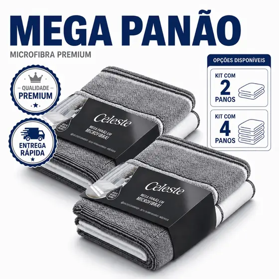 Kit Panos Multiuso Mega Panão Super Absorvente Chão Seca Pano de Chão Microfibra Grande
