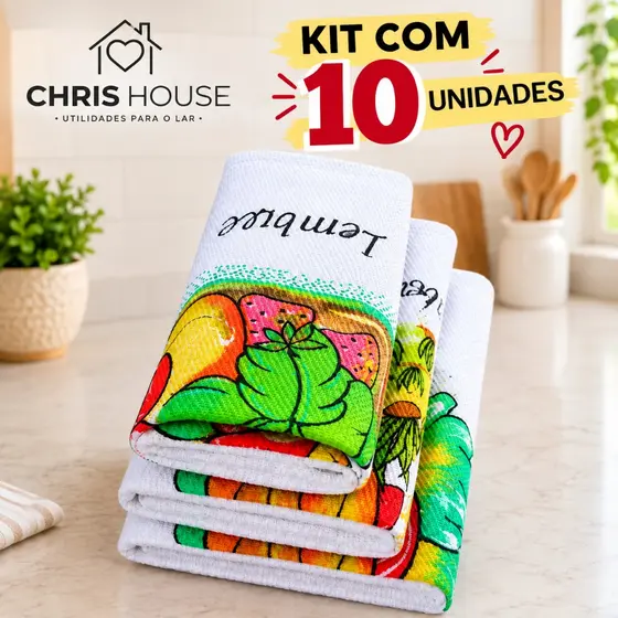 kit Panos de Prato Estampados  Anti-Manchas  Estampas Sortidas 100% Algodão