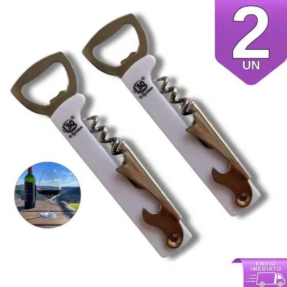 Kit 2 Saca Rolha Abridor de Garrafa Abridor de Lata Multifuncional Portátil