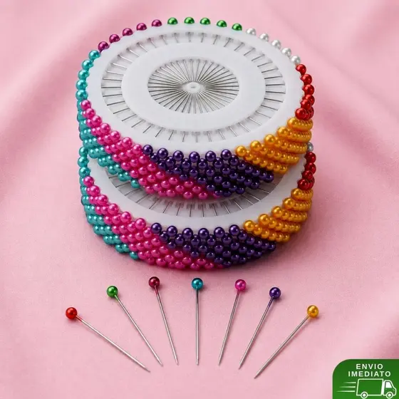 Kit 960 Alfinetes Coloridos 35mm – Ideal para Costura, Artesanato e Escola