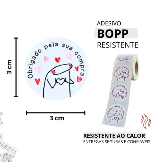 Adesivos 3x3 cm 250, 500 e 1000 "Obrigada Por Sua Compra" Ideal Para Delivery