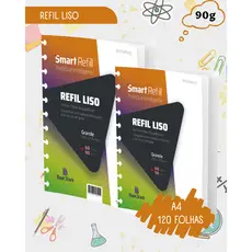Kit 2 Refil Liso Para Caderno Inteligente 11 Discos 200x275mm 120 Folhas Grandes