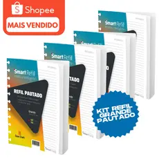 Refil Caderno de Discos 90g - 60/120/240 Folhas Pautado grande 11 Furos Smart Refill