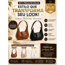 Kit 2 Peças Bolsa Feminina Meia Lua Baguete Elegante Moda Blogueira