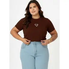 Camiseta Feminina Blusa de Algodão T Shirt com Coração | Feminina Estilosa e Confortável