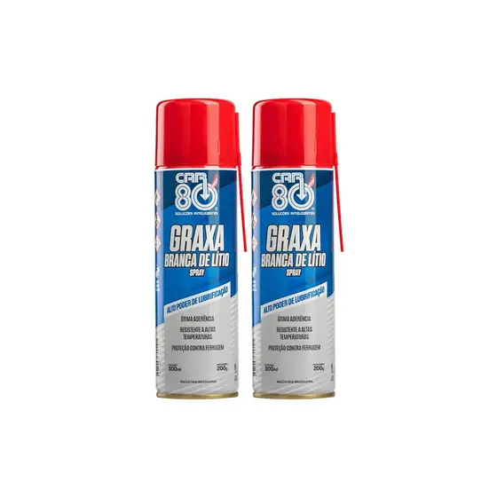 Kit 2 Unidades Graxa Branca De Lítio Spray 300ml Car80