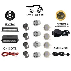 Sensor de Ré Sem Display 4 Sensores de Estacionamento Branco Prata e Preto