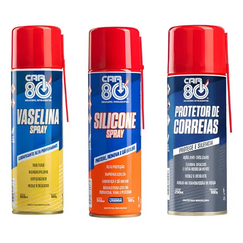 Kit Car80 Silicone Spray + Vaselina + Protetor De Correias