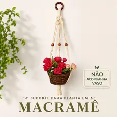 Suporte para Planta em Macramê Feito à Mão 80 cm– Decoração Boho para Vasos