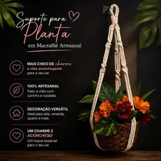 Suporte para Planta em Macramê Feito à Mão 80 cm– Decoração Boho para Vasos