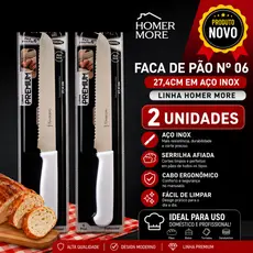 (1 Unidade ou 2 Unidades) Faca de Pão nº 06 27,4cm em Aço Inox da Linha Homer More