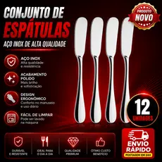 Conj 12 8 e 4 Peças Espátula Para Manteiga Patê Geleia Margarina Inox Para Cozinha e Restaurantes