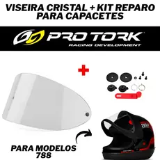 Viseira Cristal  (modelo sanmarino) Protork 788 SPORT MOTO + Kit Reparo Capacetes SAN MARINO 56/58/60