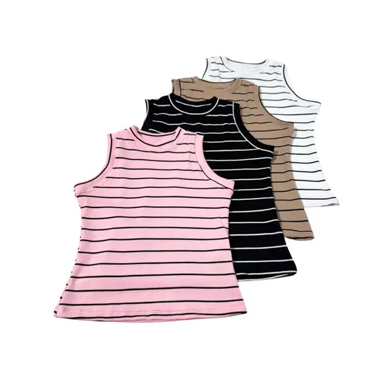 Regata para Menina Moda Infantil Blogueirinha Femenina , T-shirt Ribana listrada