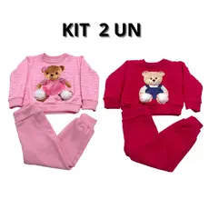 Kit Conjunto infantil femenino ursinho inverno