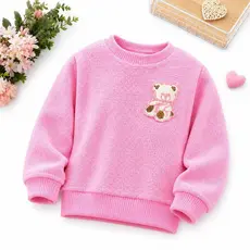Conjunto Infantil Feminino Ursinho croché – Blusa Malha Flanelada Quentinha Inverno
