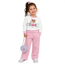 Moletom Infantil Rosa Ursinha Chic Style Flanelado Confortável para Inverno