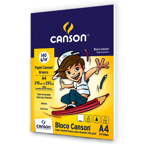 Bloco Desenho A4 140g Branco Canson - 20 Folhas