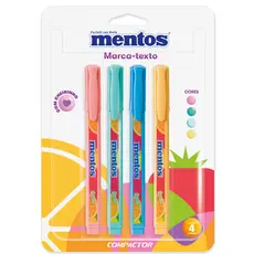 Kit 4 Canetas Marca Texto Compactor Mentos Ponta Chanfrada 1mm a 4mm -  com cheirinho