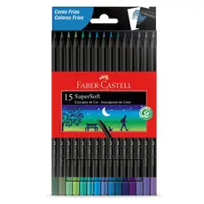 Lapís De Cor 15 Cores Frias Faber Castell Super Soft - 1 Estojo Com 15 Cores