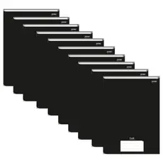 Kit 10 Cadernos Brochura 1/4 Preto Capa Dura 14x20 48 Folhas Stiff