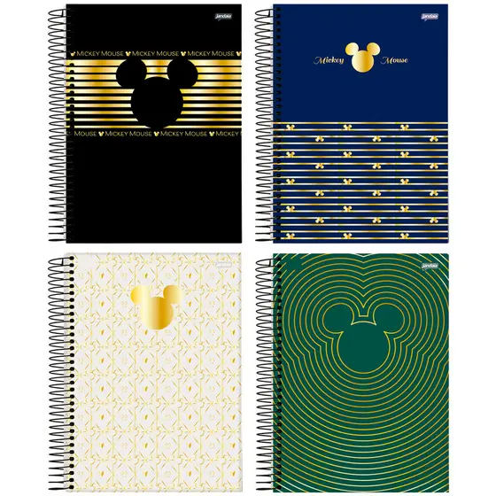 Caderno Universitário 1 Matéria Mickey Arts Office - 4 Unidades Sortidas