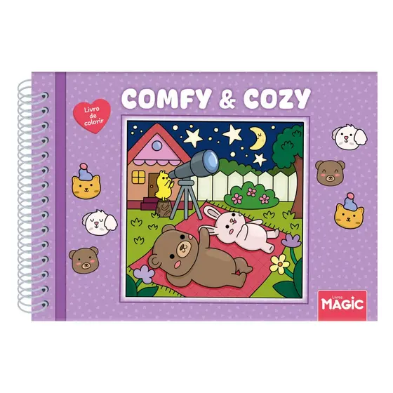 Livro Para Colorir Comfy And Cozy Purple Magic - 1 Unidade