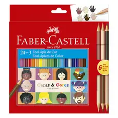 Lápis de Cor Faber 24+3 Caras&Cores - 1 estojo com 30 cores
