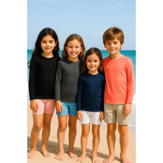 Kit 2 Camiseta UV Infantil Térmica Blusa de Proteção Solar para Menino e Menina UV50 Tamanho 4 ao 14
