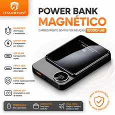 H'maston YD-43 Power Bank Carregador Magnetico sem fio por indução Carregamento Rápido de 10000mAH