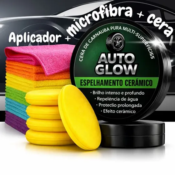 cera de carnauba automotiva +aplicador +microfibra Polimento Queimado Riscos Proteção Contra Sol Chuva