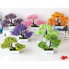 Bonsai Artificial 14cm Sem Vaso Realista de Plástico Bonsai para Casamento Planta Árvore Pequena Decoração Verde Amarelo