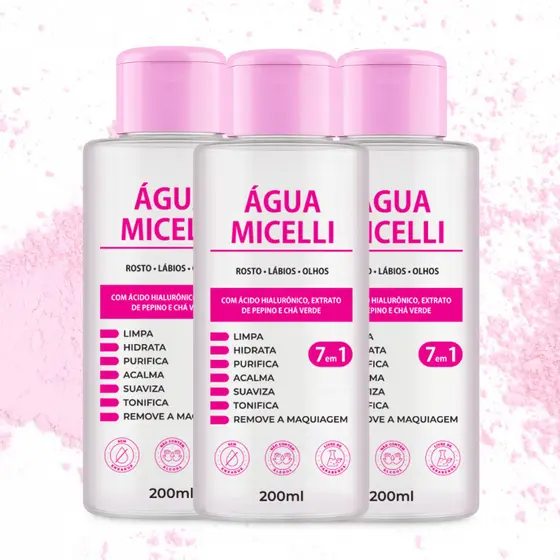 Kit 3x Água micelar com ácido hialurônico 200ml