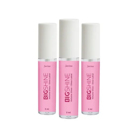 Kit 3 Gloss Labial Big Shine Javône – Volume Imediato | Envio Rápido
