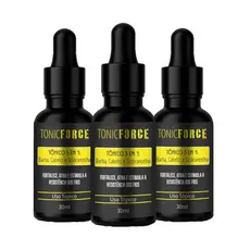 Kit 3un TonicForce 30ml – Barba, Cabelo e Bigode | Fortalece, Ativa e Estimula os Fios | Uso Tópico