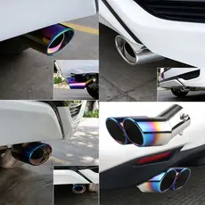Universal Burned Tip Reto Bisel Saída Dupla Ponta Escapamento Carro Aço Inoxidável Slant Laminado Borda Auto Silenciador