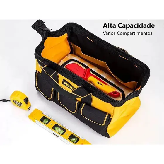 Bolsa Ferramentas 13" Impermeável Reforçada Multifuncional Reforma Eletricista Carpinteiro Mecânico Hobby Uso Geral ZEM
