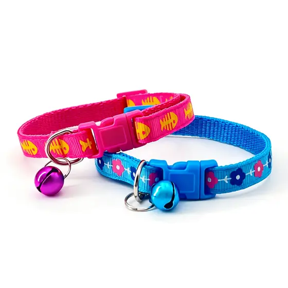 Coleira Para Animais de Estimação Gato Cães Cão Cachorro Regulagem Ajustável e Sino Várias Estampas Cores