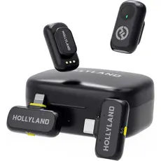 Microfone Lapela Hollyland Lark A1 Combo Preto P/ iPhone e Android USB-C Lighting