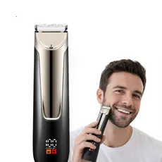 Máquina de Barbear Elétrica Profissional com Base de Carregamento USB