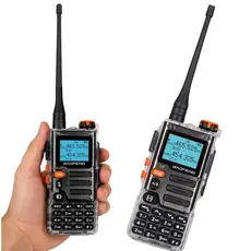 Rádio Comunicador Baofeng Tri-band Transparente Recarregável Type-c Lanterna Led Bateria Durável 2600mAh 10 km DualWatch