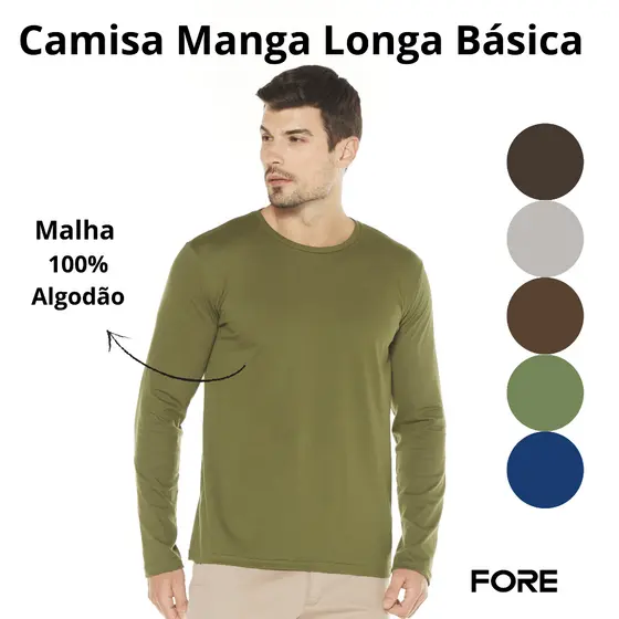 Camiseta Manga Longa Básica Masculina Algodão 505218-C1