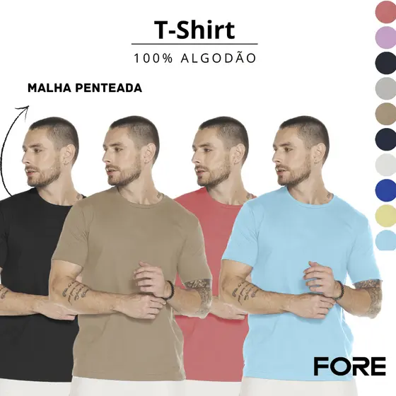 Camiseta Masculina Lisa Básica Algodão P M G GG 505253-C6