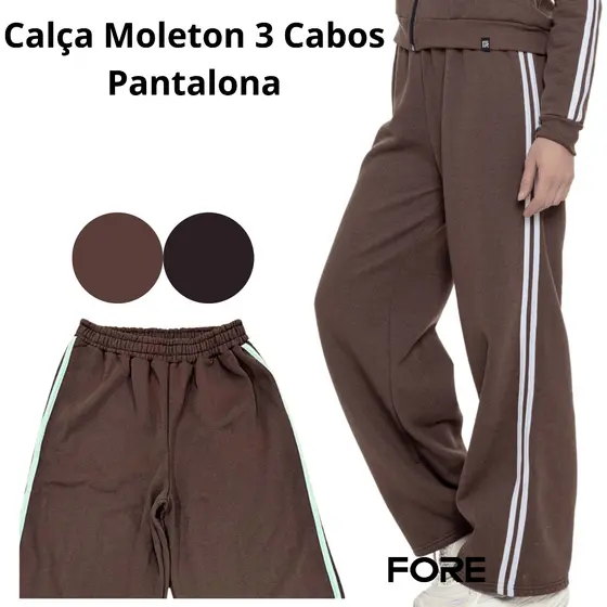 Calça Pantalona Moleton Feminina Algodão Quentinha 080389-A
