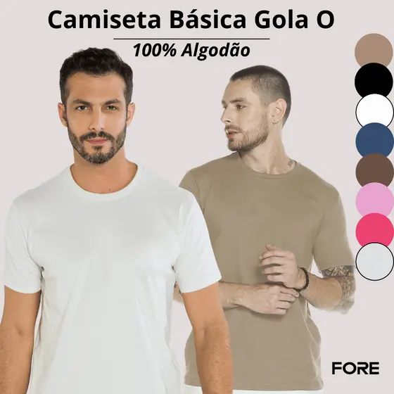 Camiseta Masculina T-shirt Slim Decote Redondo Verão Algodão 505253-C2