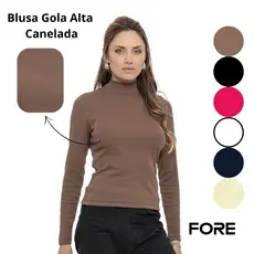 Blusa Manga Longa Cacharrel Gola Alta Canelada Inverno 505245-C1