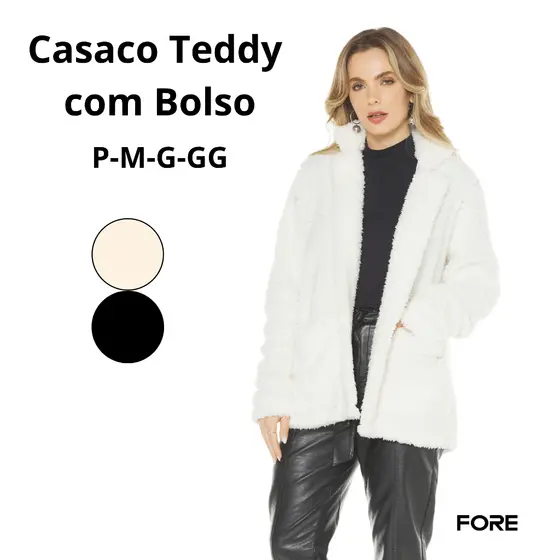 Casaco Teddy Feminino Quentinho com Bolso 080312-A